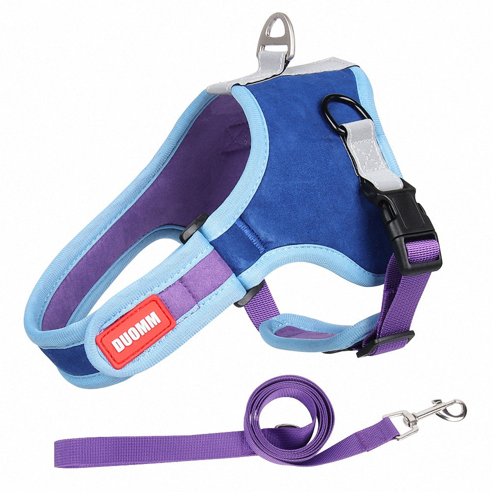 Saddle-type Reflective Suede Leash Pet Harness